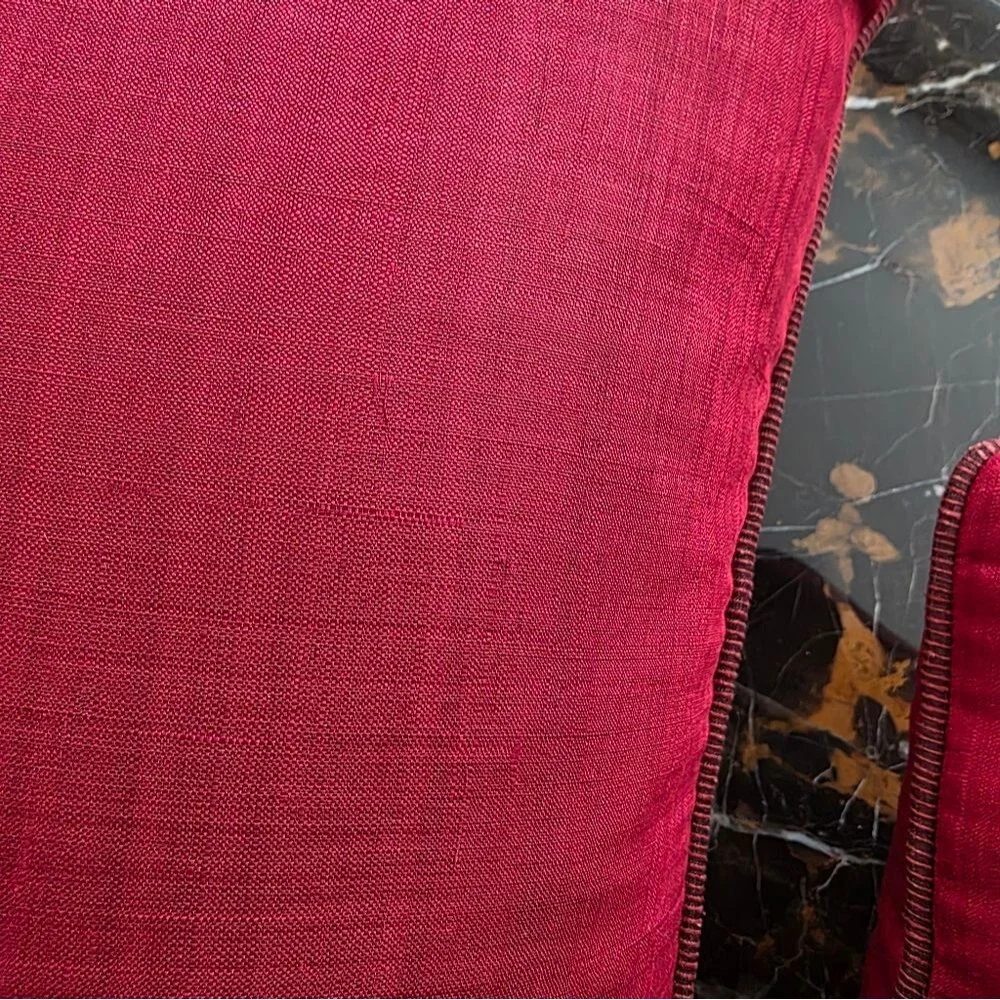 Crate & Barrel Hayward Pillow Cover Vermillion 18' Set Of 2 Silk Holiday Red
